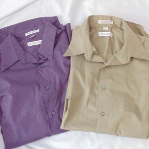 Cezani Shirt Adult Size Casual Button Up lot of 2 long sleeve shirts 17 36/37